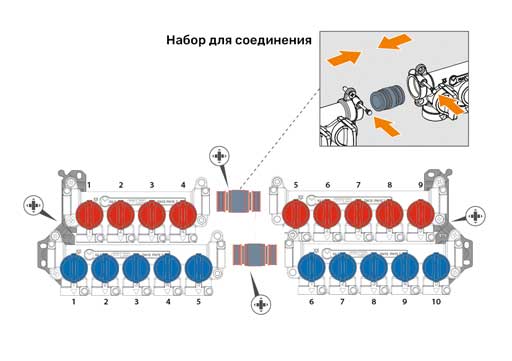 Соединение коллекторов CK3 с помощью набора для соединения