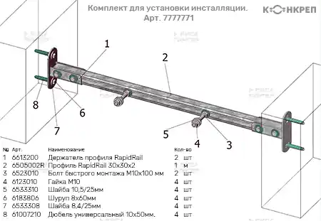 Общий вид при монтаже комплекта для установки инсталляции