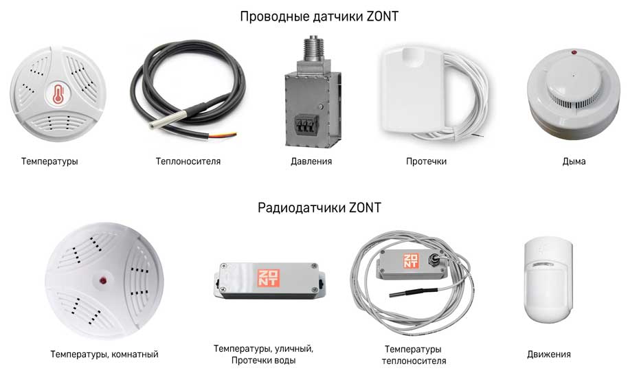 Проводные и беспроводные датчиков ZONT